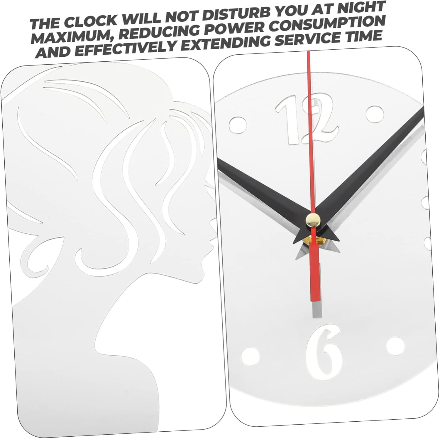 IMIKEYA 2pcs Girls Mirror Wall Clock Black Wall Clock Modern Wall Decor Home Wall Decor Farmhouse Wall Clock Modern Wall Clock Reloj De Pared