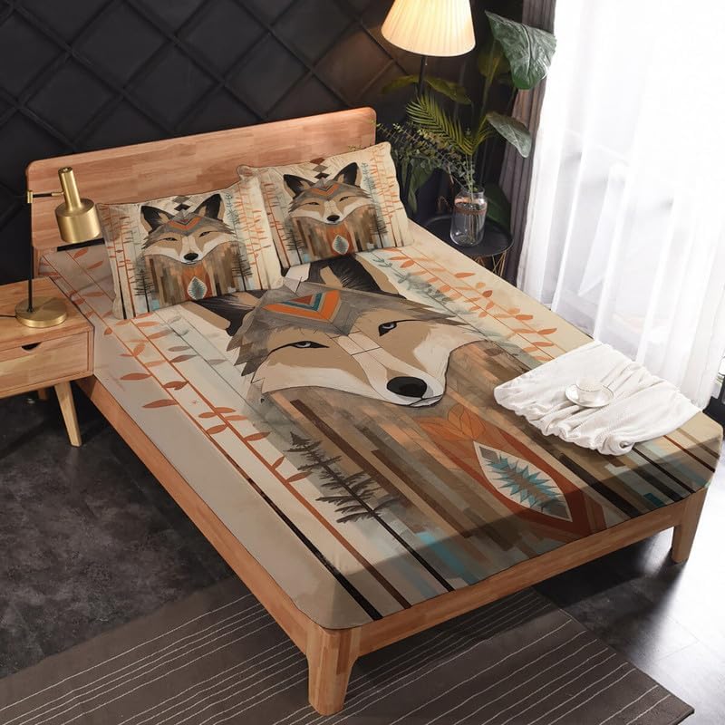 VARAGO Wolf Sheets – Juego de sábanas y fundas de almohada, 100% microfibra, bolsillo profundo, incluye 1 sábana encimera, 1 sábana bajera y 2