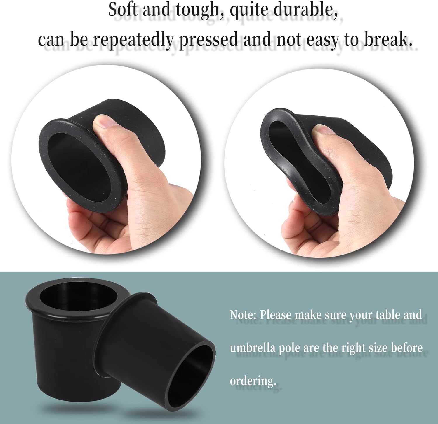 AIEX 2 anillos de agujero para sombrilla de mesa, cono de paraguas de silicona para mesa de patio, cubierta suave para mesa de terraza, sombrilla