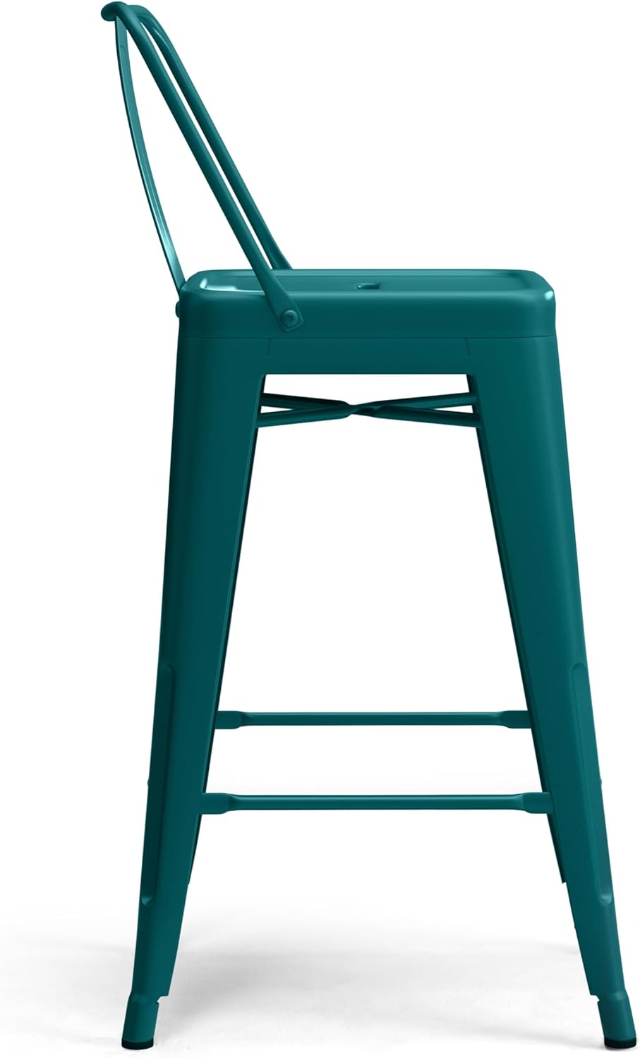 SIMPLIHOME Rayne Taburete de 24 pulgadas de altura de mostrador, de metal azul turquesa, cuadrado, juego de 4, para la cocina y el comedor,