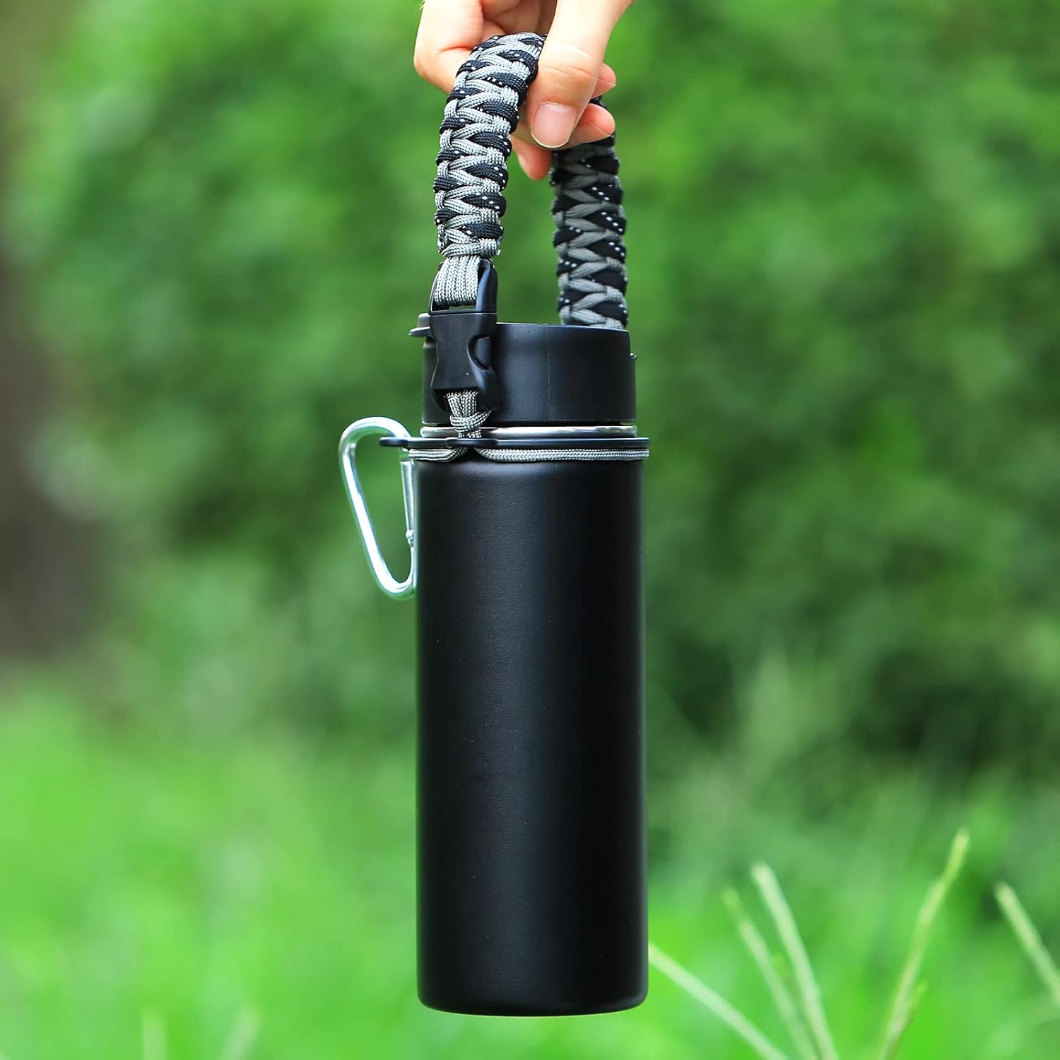 WEREWOLVES Mango de paracaídas con correa para el hombro, se adapta a botellas de agua de boca ancha de 12 a 64 onzas, soporte duradero, correa de