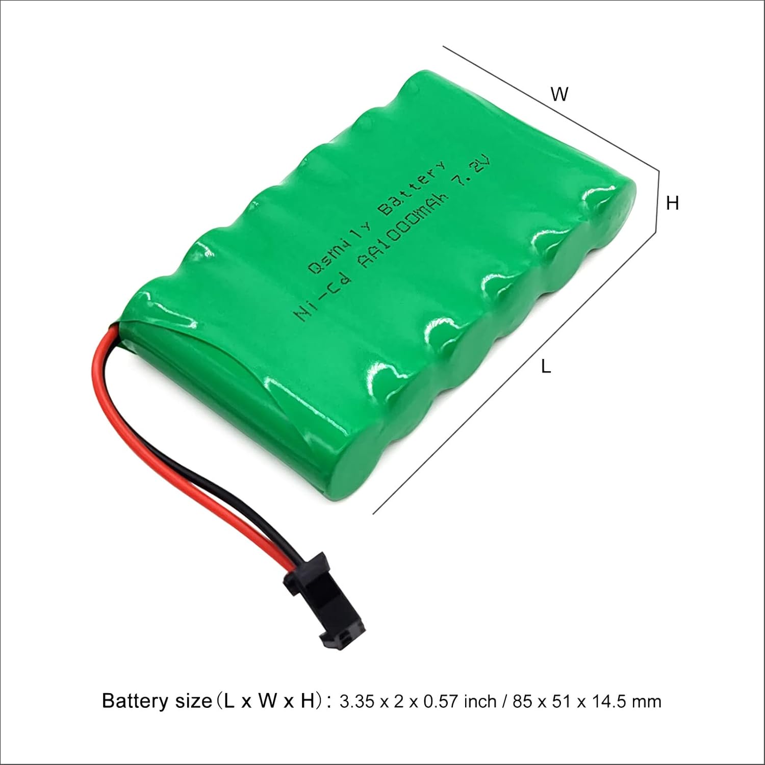 Qsmily Batería RC de 7.2 V, conector SM, batería recargable de Ni-Cd de 1000 mAh con cable de carga, adecuada para camión RC, camión de construcción