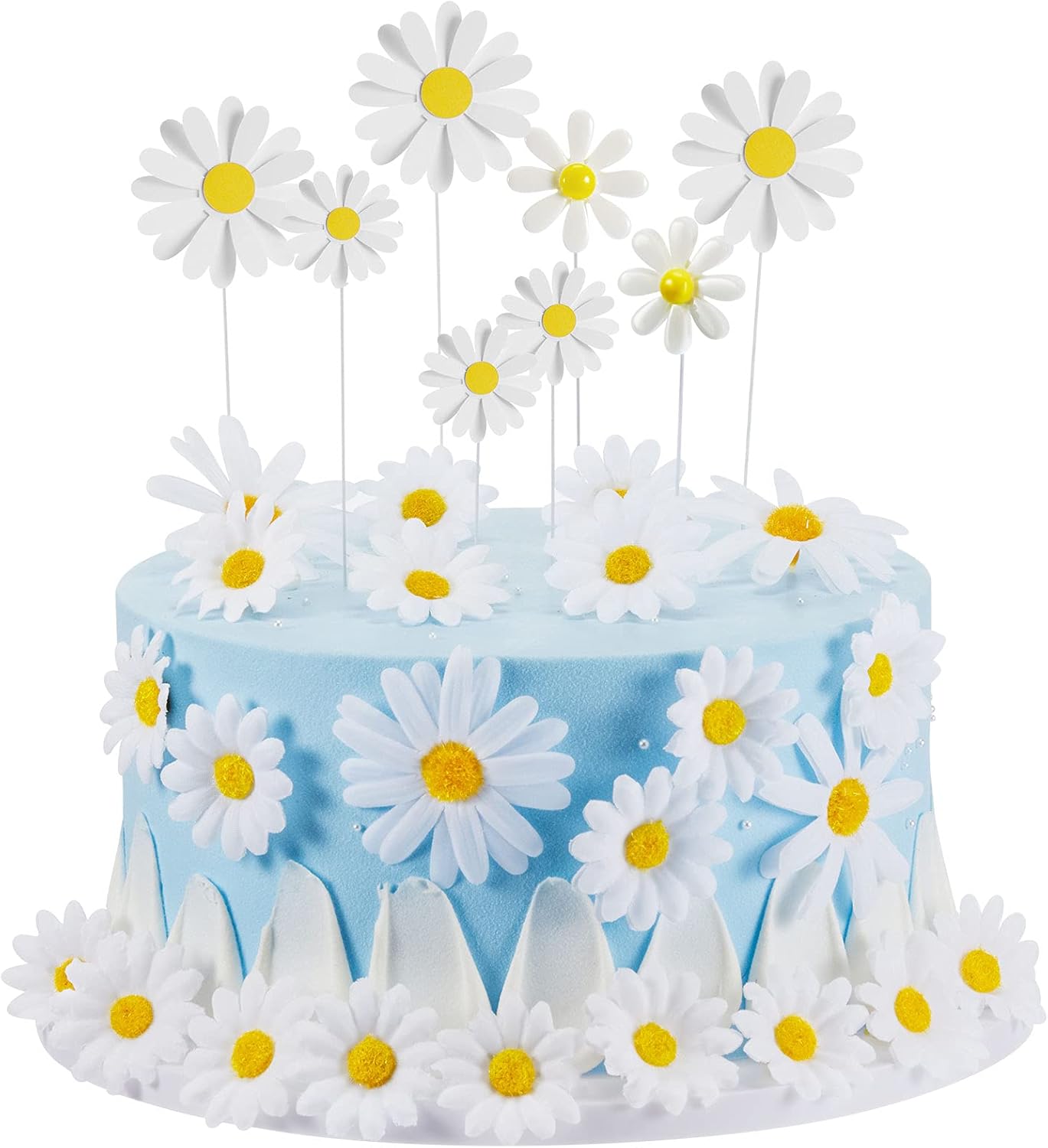 55 piezas de decoración de tartas de margaritas, decoración de tartas de margaritas, decoración de crisantemo, margaritas para cupcakes, selecciones