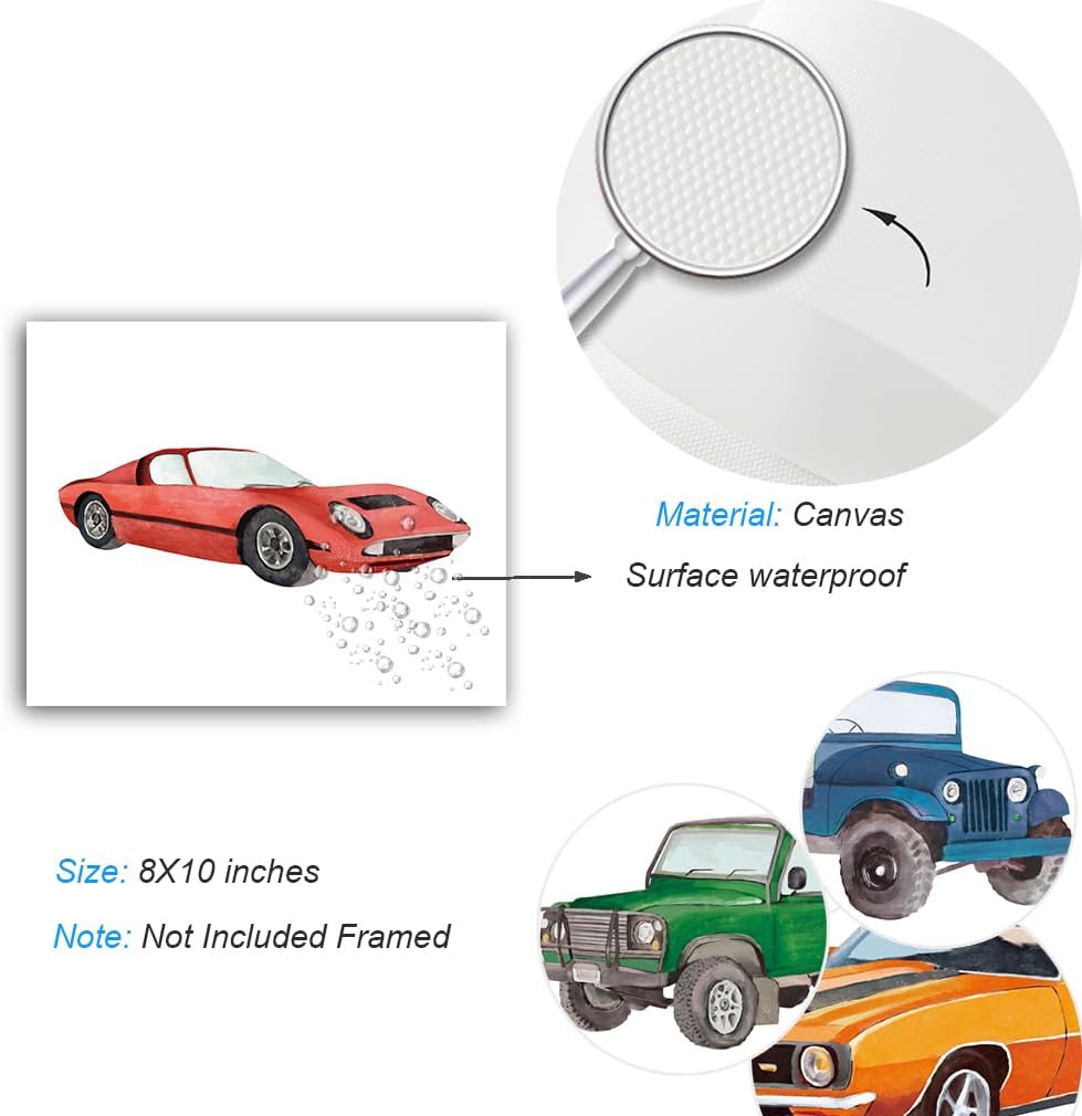 XUOIAYNB Impresiones artísticas clásicas de acuarela para automóvil, diseño retro de auto todoterreno (8 x 10 x 6 unidades, sin marco), obra de arte