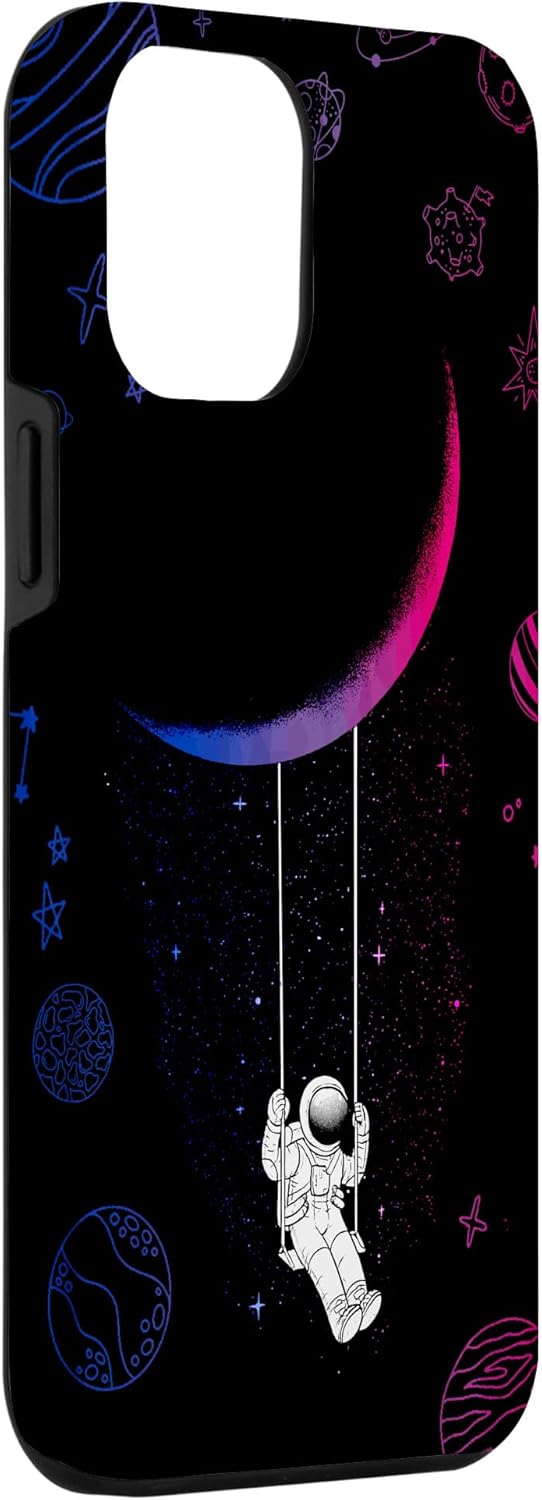 Funda para iPhone 13 Pro Max Astronauta Luna Bisexual Bandera Espacio LGBTQ Orgullo Gay Aliado Bi