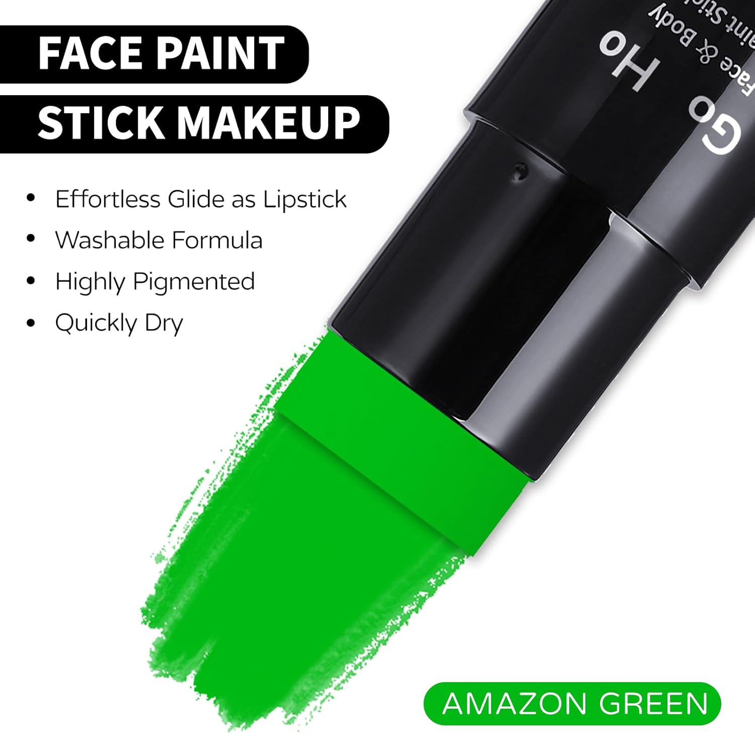 Go Ho Pintura facial verde Tiendaas, barra de maquillaje facial lavable a base de agua, no tóxica de cobertura completa, pintura corporal en crema