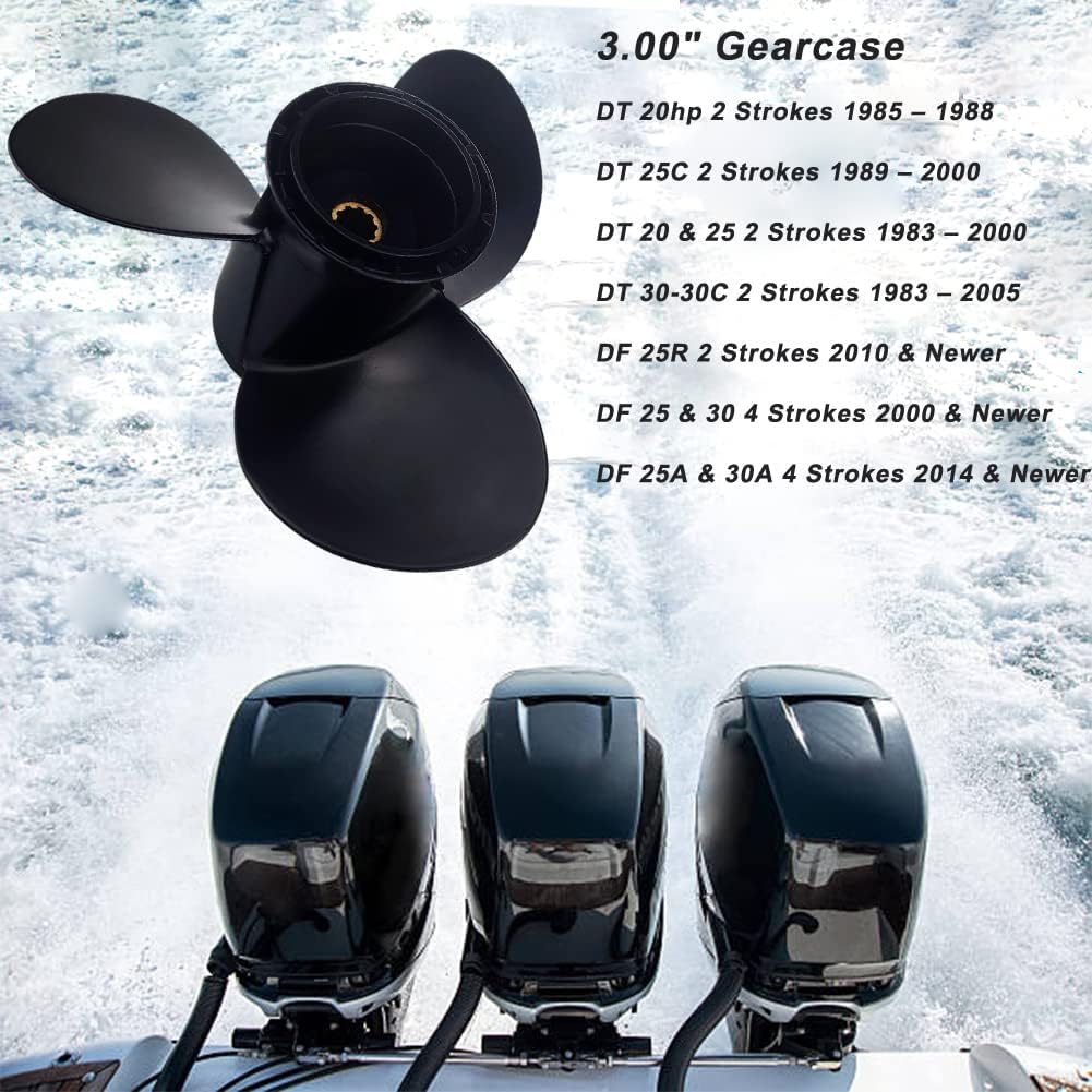 Boatman Hélice 10 14×9 10 14×10 10 14×11 10 14×12 10 14×13 10 14×14 10 14×15 Ajuste Suzuki Motor fuera de borda DT25 DF25 DT30DF30,10 dientes