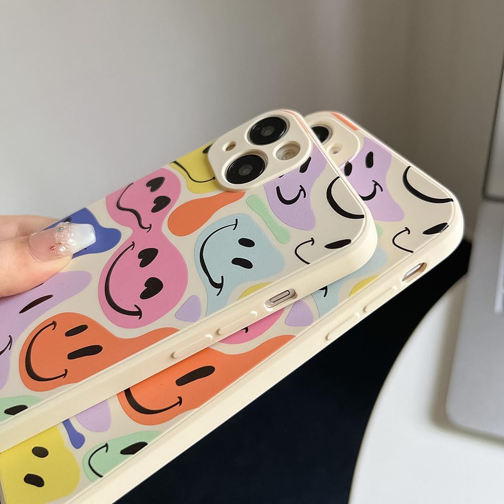 KERZZIL Elegante funda de teléfono con diseño de amor sonriente compatible con iPhone 15 Pro, fundas femeninas de silicona líquida suave, funda