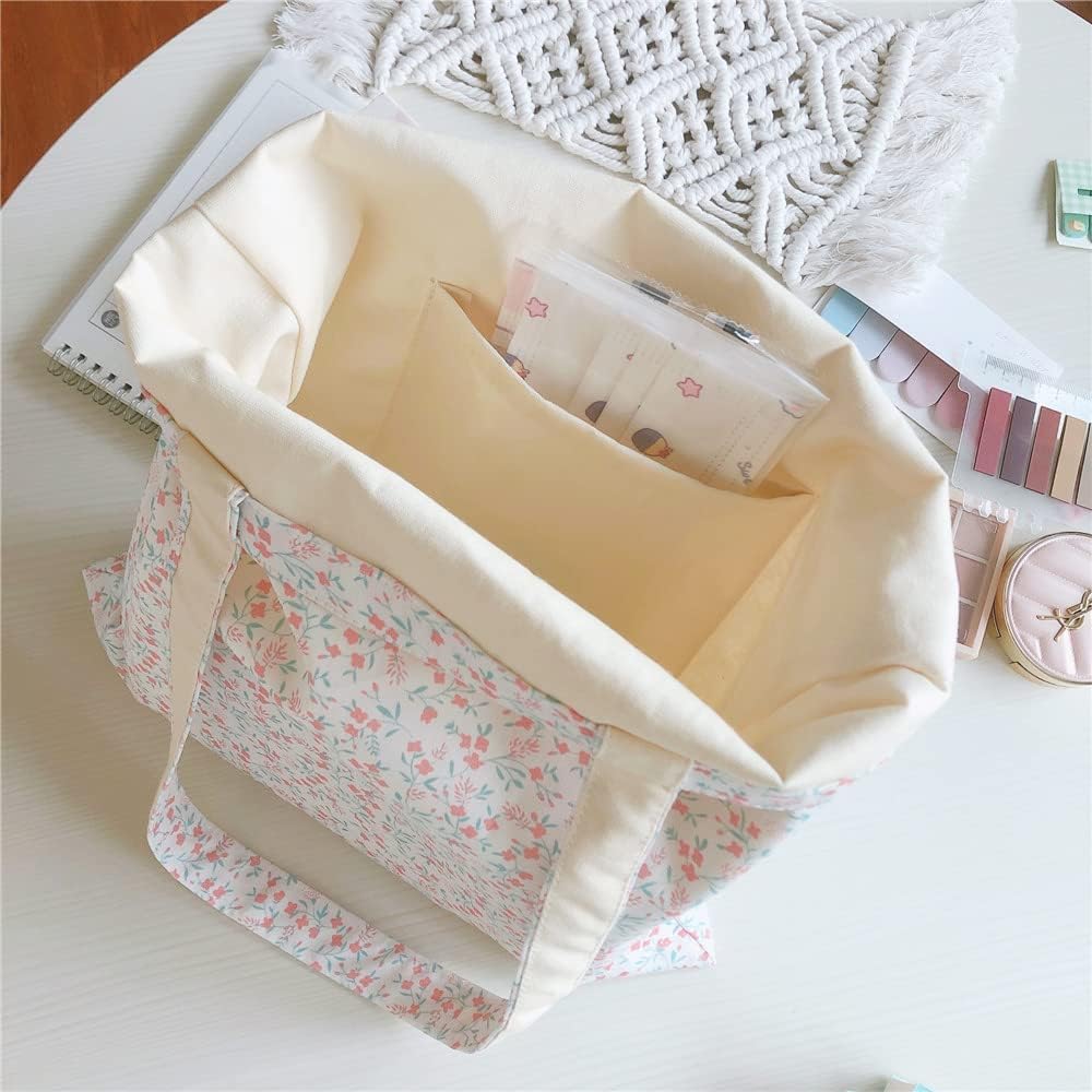 Bolsa de lona de algodón, reutilizable, suave, bolsa de hombro floral para viajes de playa, compras