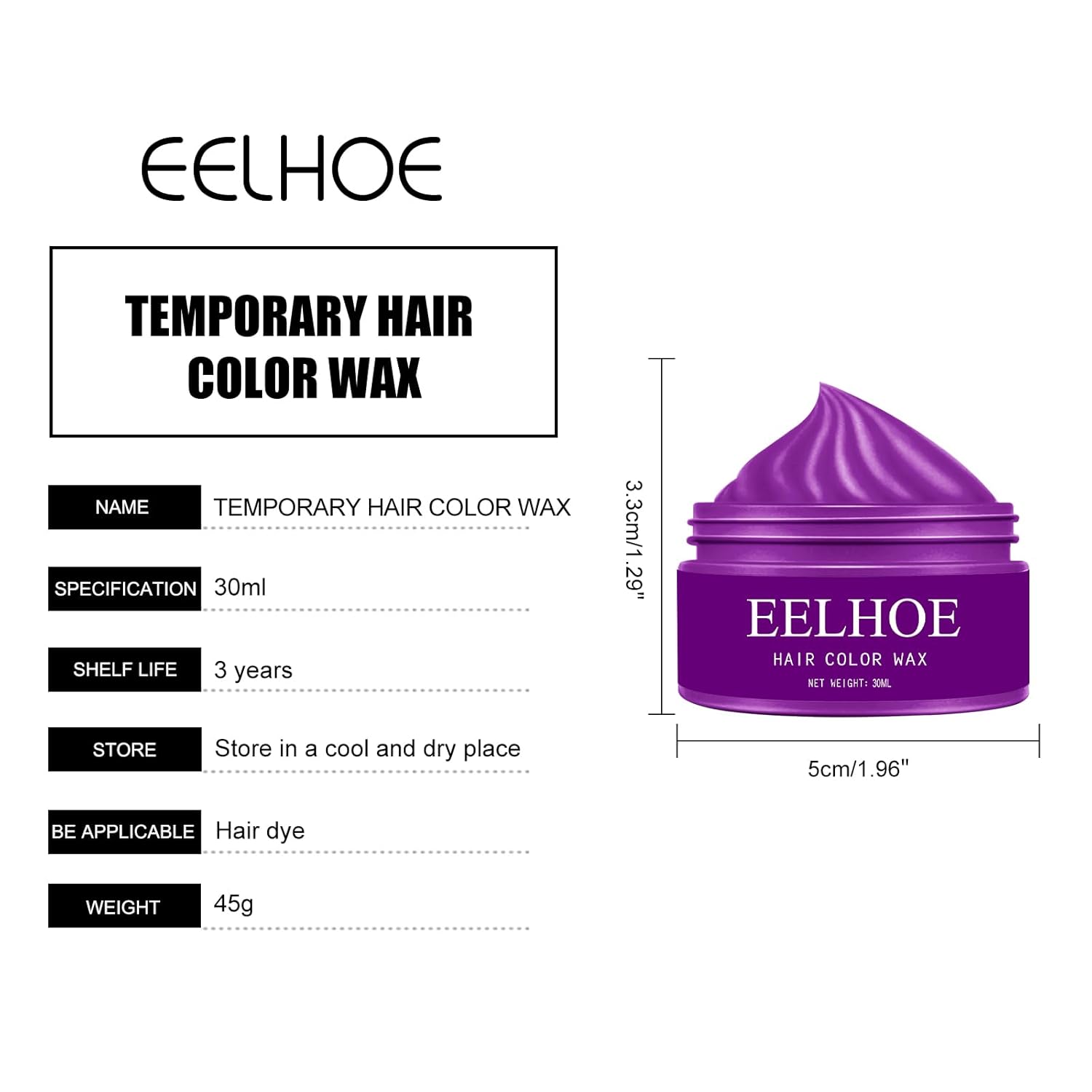 Color de cera temporal para el cabello, color rojo, no tóxico, color instantáneo, color crema temporal lavable para el cabello, pomadas de cabello