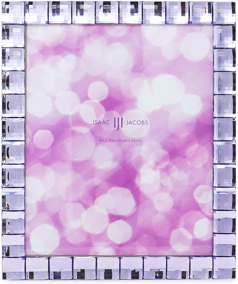 Isaac Jacobs International IJI – Marco de fotos, transparente, Vidrio, Púrpura claro, 8×10