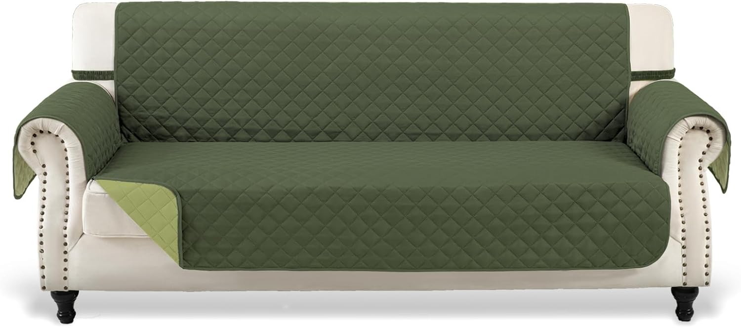 Fandyacke Fundas reversibles para sofá, protector de muebles para perros (sofá, verde oscuroverde claro)