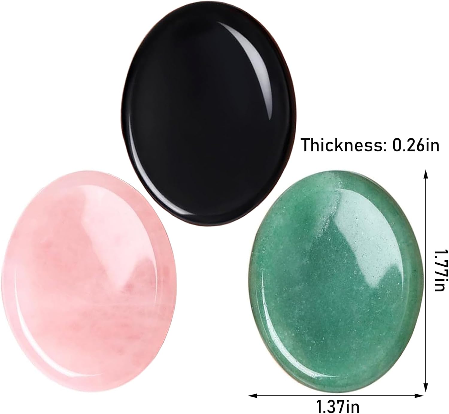 Paquete de 2 increíbles piedras preciosas de cristal para la ansiedad y la preocupación del pulgar para meditación del estrés, artículos de alivio