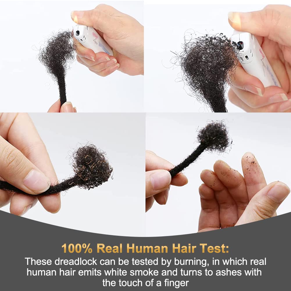 Loc – Extensiones de cabello humano 100 % real, 0.3 in de ancho, 8 pulgadas, 40 hebras totalmente hechas a mano, extensiones de cabello real