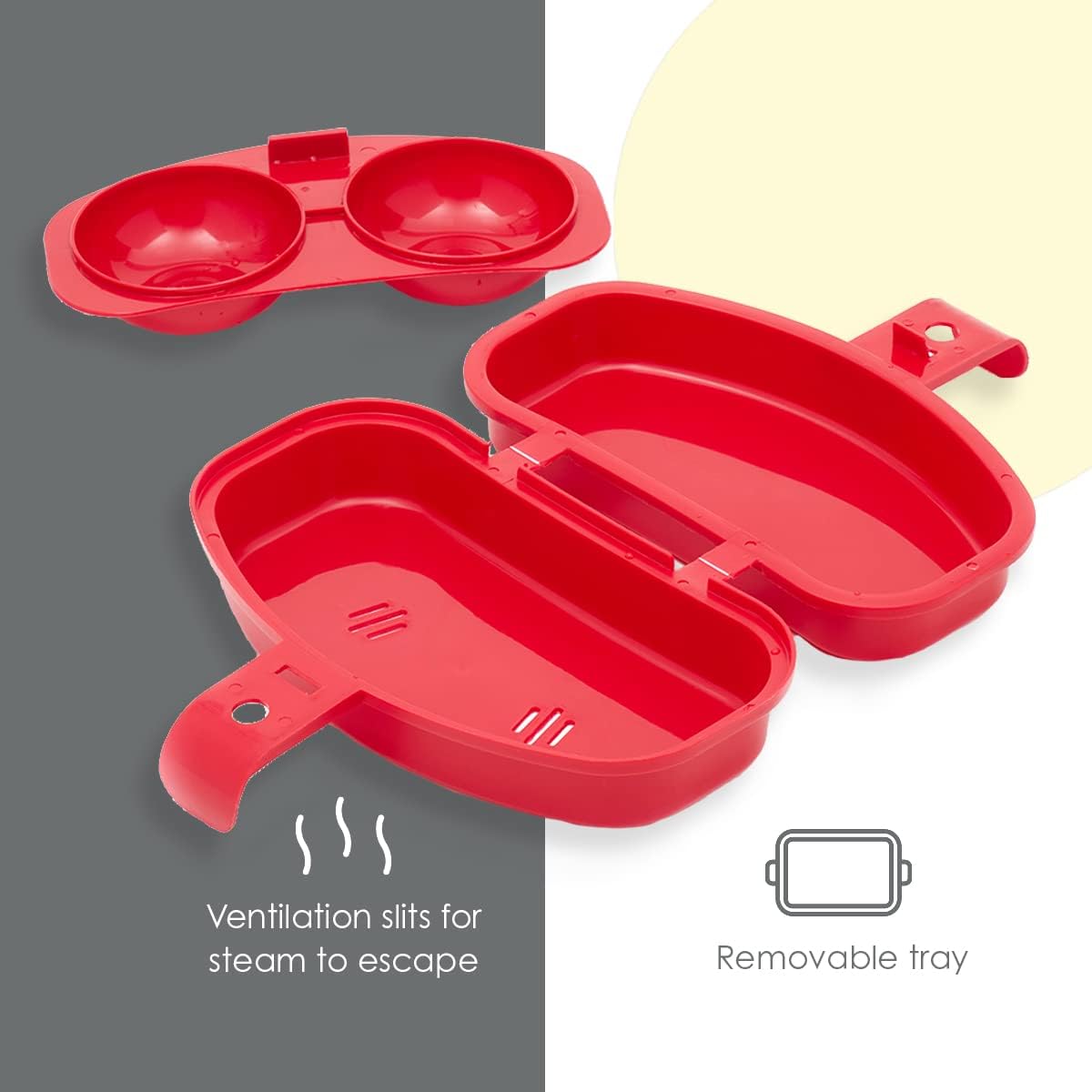 Home Basics Cocedor de huevos para microondas  2 insertos  Cocina una tortilla o huevo individual
