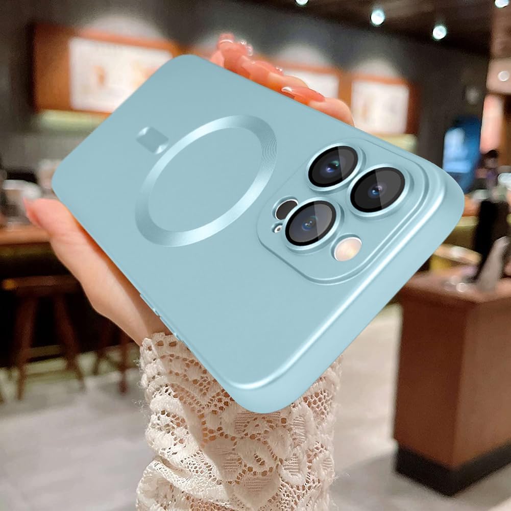 MOWIME Funda magnética compatible con iPhone 15 Pro compatible con Magsafe protector de lente de cámara delgada a prueba de golpes protección contra