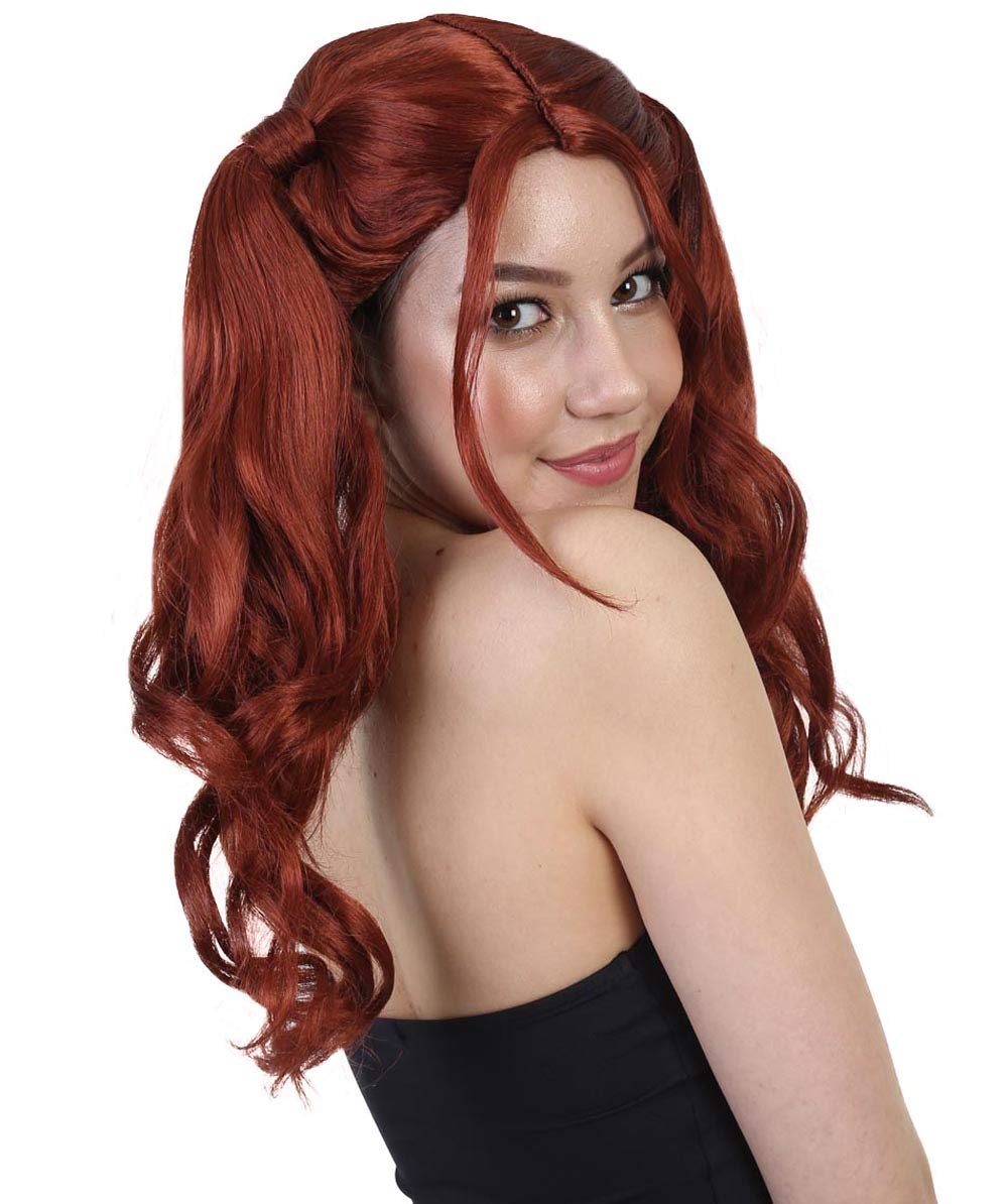 HalloweenPartyOnline Dolly – Peluca de cola de caballo (adulto, castaño rojizo oscuro)