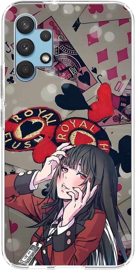 DOUKI Clear Soft Full Body Protective Transparent Shockproof TPU Matte Cover Phone Case for Samsung Galaxy A32 5G,Anime Poker Girl Jabami Yumeko