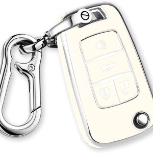 QBUC Funda para llavero Chevy con llavero de poliuretano termoplástico suave con ribete plateado, compatible con Chevrolet Chevy Equinox Malibu QBUC Funda para llavero Chevy con llavero de poliuretano termoplástico suave con ribete plateado, compatible con Chevrolet Chevy Equinox Malibu