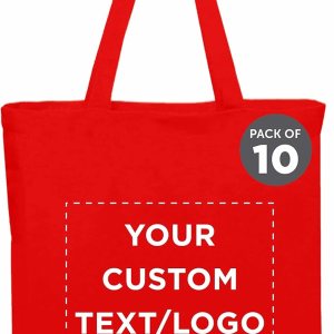 DISCOUNT PROMOS Juego de 10 bolsas de lona de algodón personalizadas, reutilizables, ideales para ir de compras, comestibles, playa, picnic, DISCOUNT PROMOS Juego de 10 bolsas de lona de algodón personalizadas, reutilizables, ideales para ir de compras, comestibles, playa, picnic,