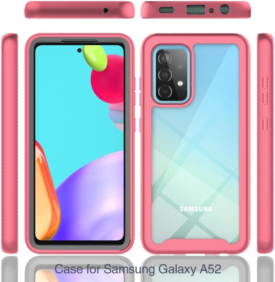 Asuwish Funda para teléfono Samsung Galaxy A52A52S 5G con protector de pantalla de vidrio templado y soporte delgado, híbrida, resistente, funda