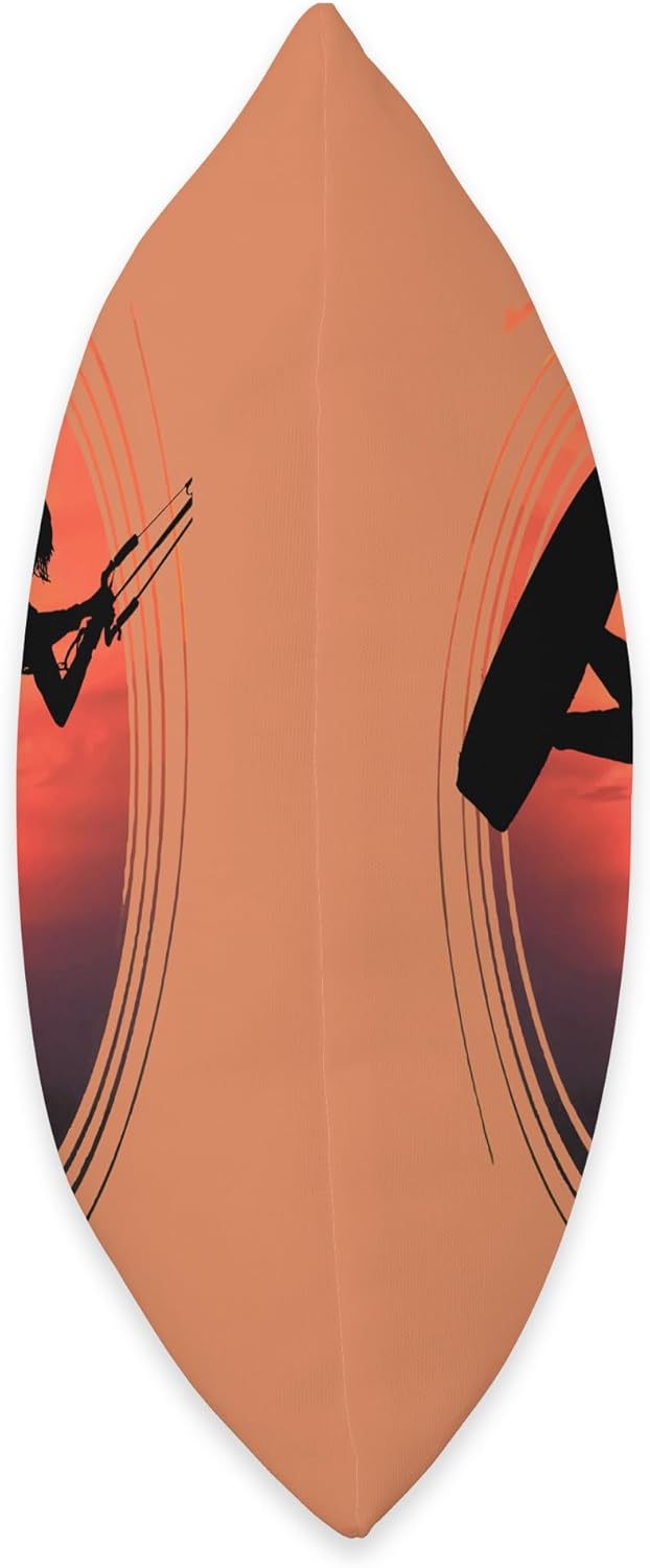 Kiter Silhouette in Black Female Rider Sunset Throw Pillow, 16×16, Multicolor