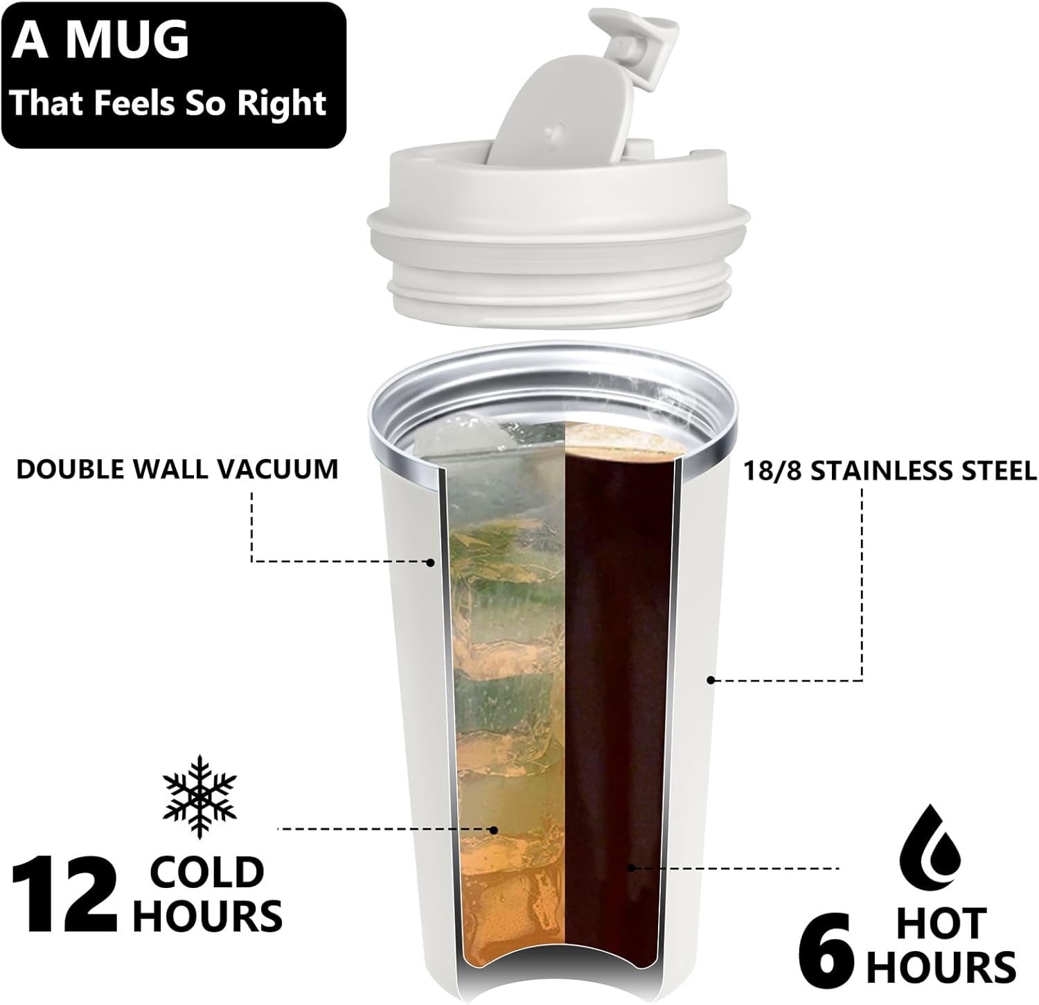 Elayce Taza de café, vasos de café con popotes y cepillos para pajillas, taza de café de viaje con tapas a prueba de fugas para mantener el agua