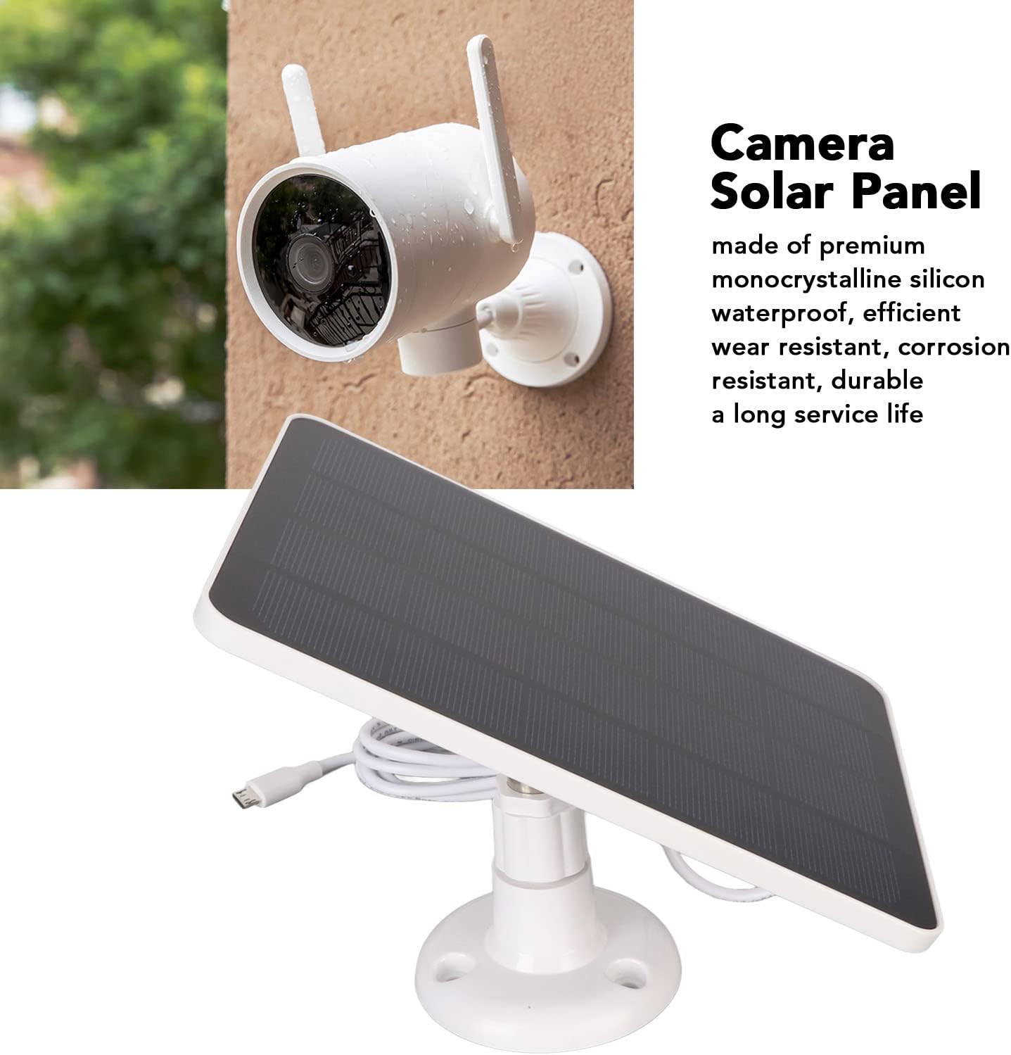 Panel solar para cámara de seguridad, para cámara de seguridad DC 5V, cargador de cámara impermeable IP65, cámara de vigilancia con batería