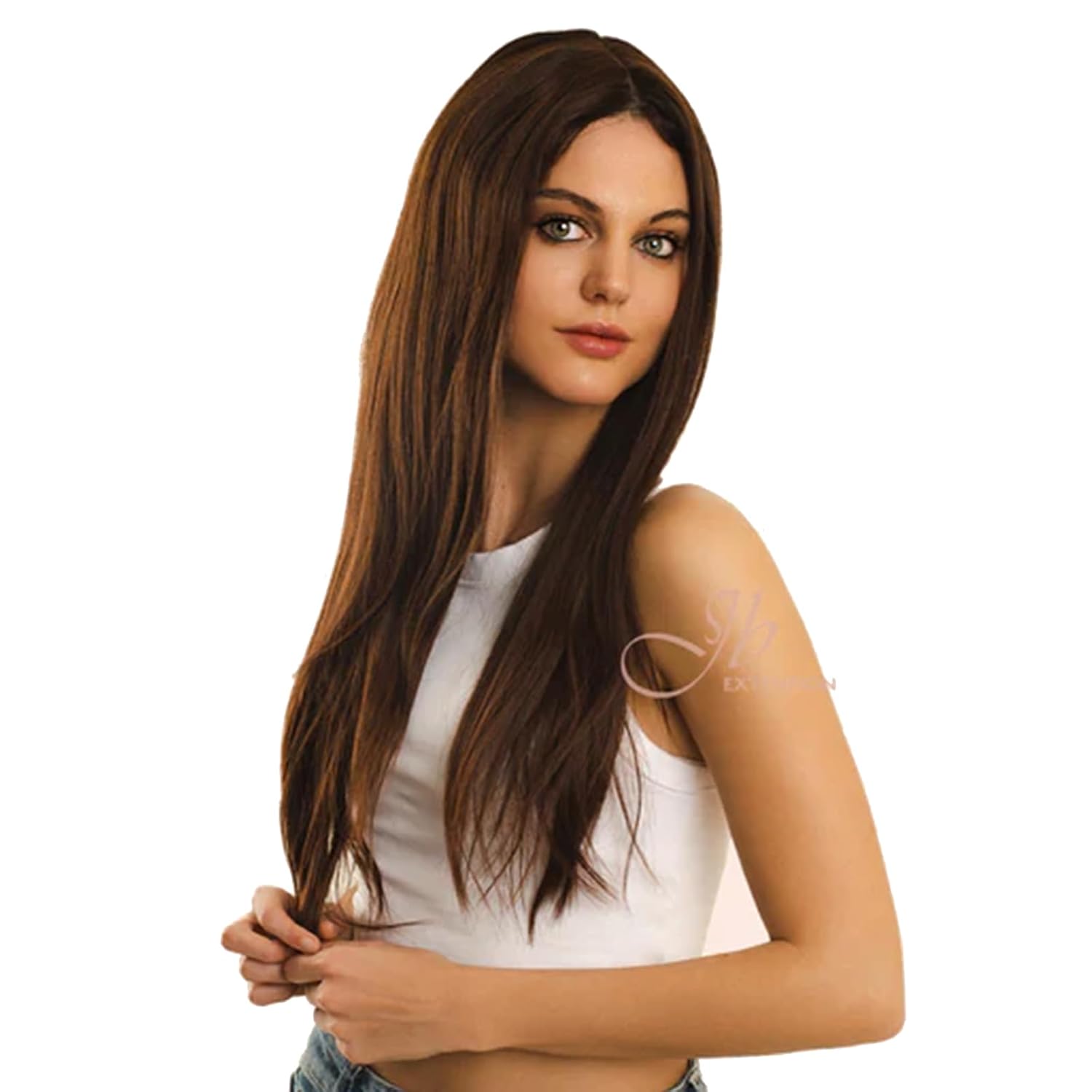 GIUSY – Peluca de encaje frontal, pelucas largas y rectas de color marrón para mujer, pelucas sintéticas naturales para uso diario (pelucas de