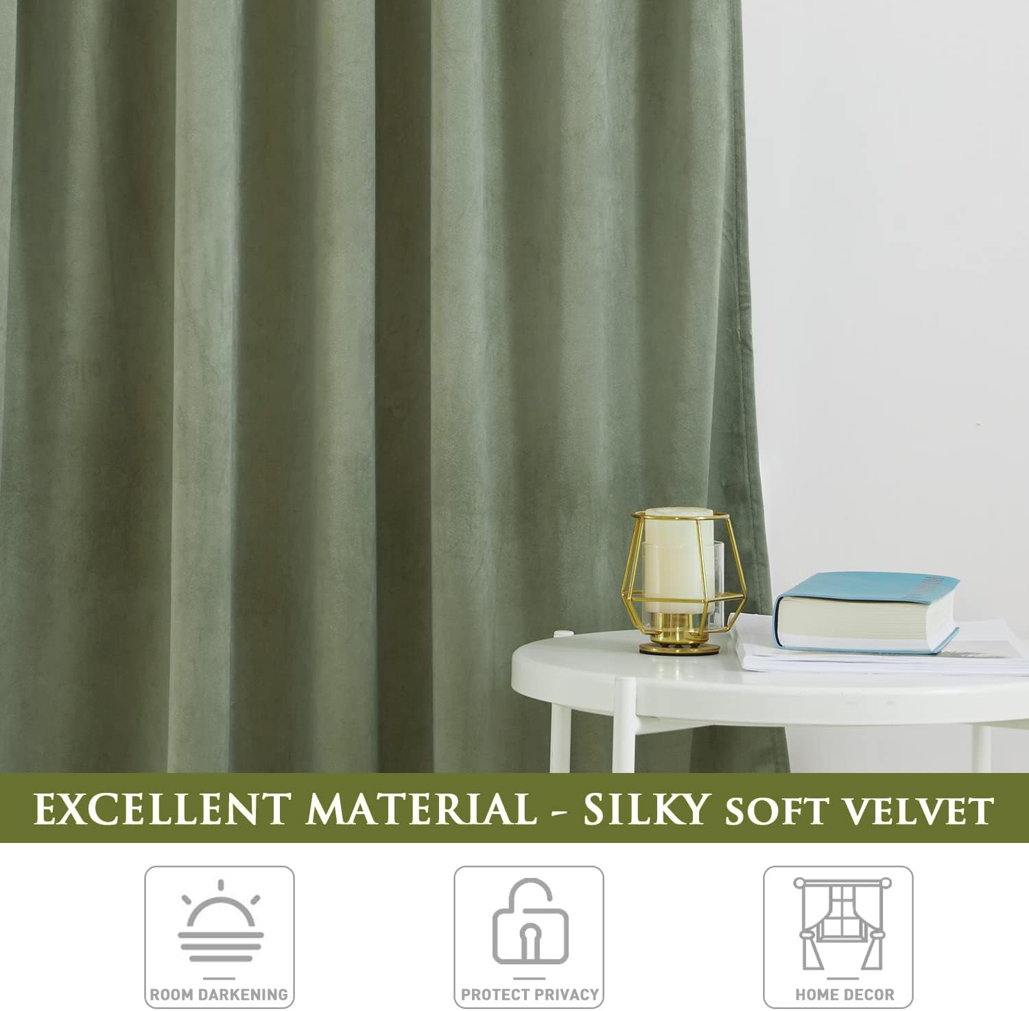 StangH Cortinas de terciopelo verde salvia, cortinas de terciopelo de 84 pulgadas para dormitorio, súper suaves, de lujo, para oscurecer la