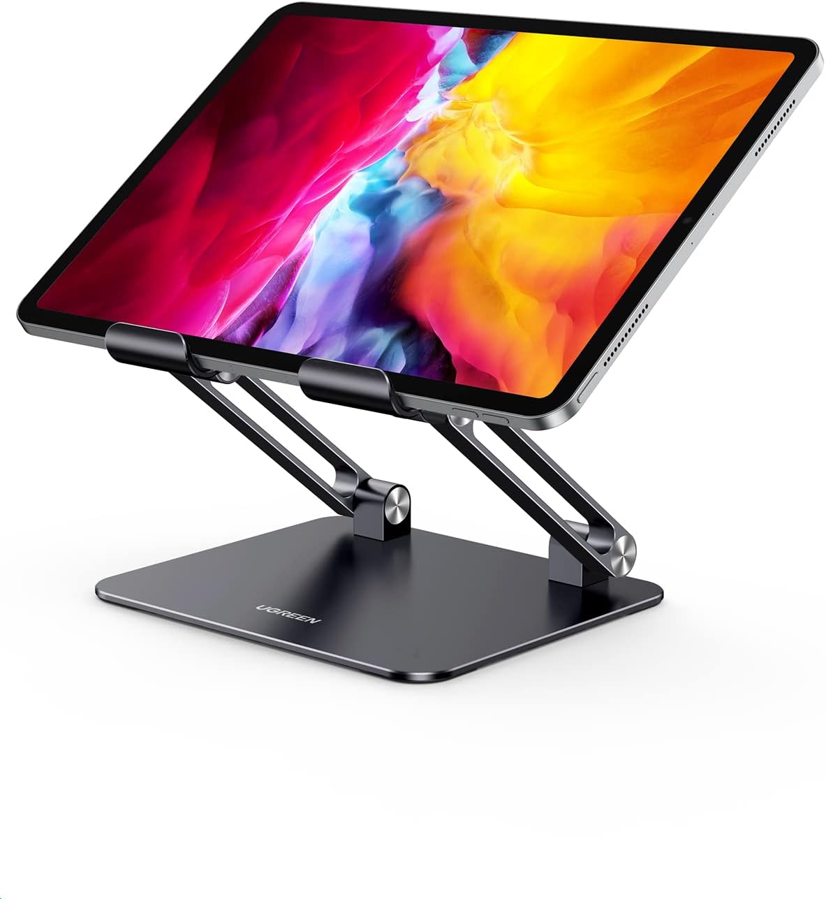 UGREEN Soporte para tablet para escritorio, soporte de doble varilla de aluminio, soporte para tableta, base ajustable, elevador multiángulo,