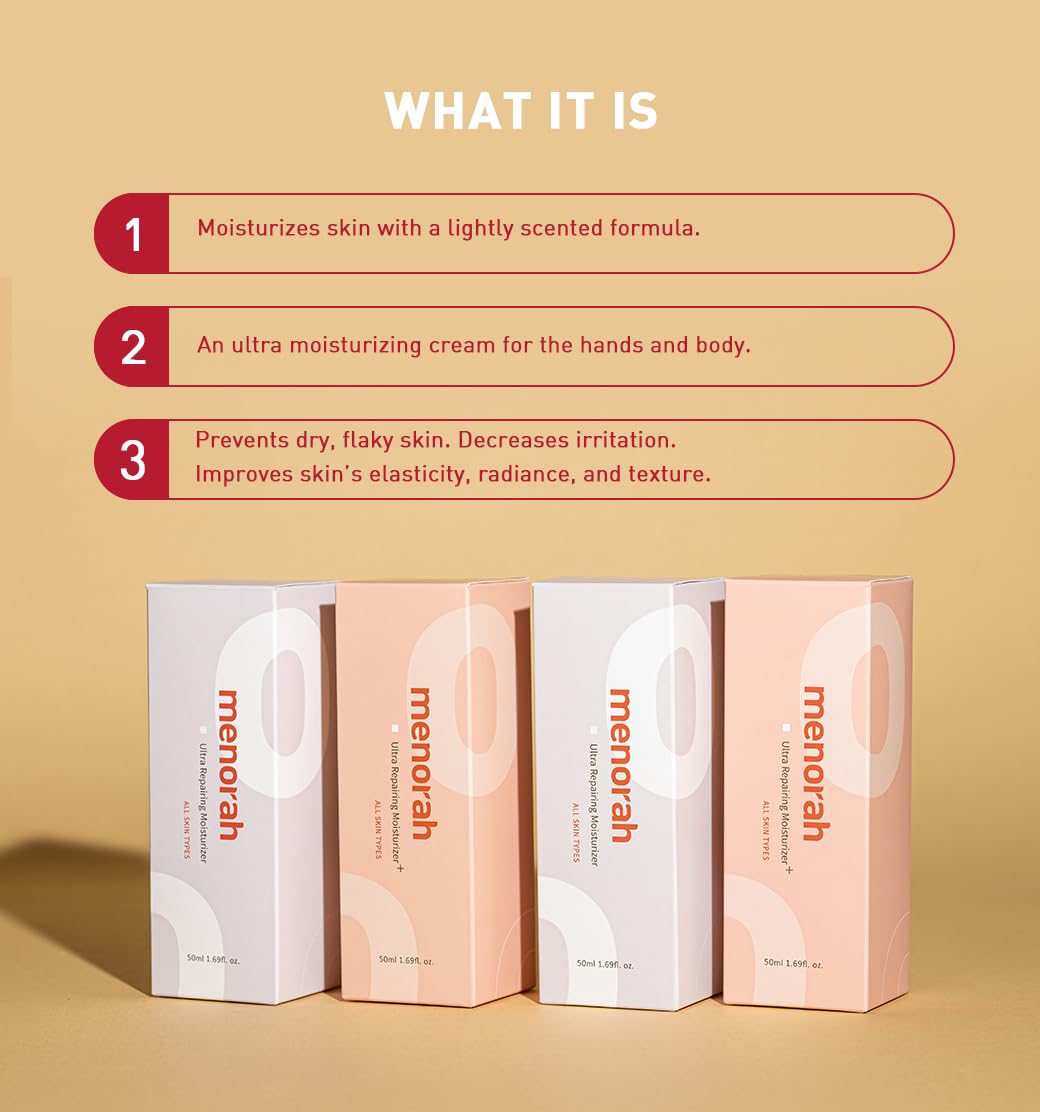 menorah Skincare – Hidratante ultra reparador, textura ligera, alivia la picazón, fortalece la barrera de la piel, con extracto de semilla de