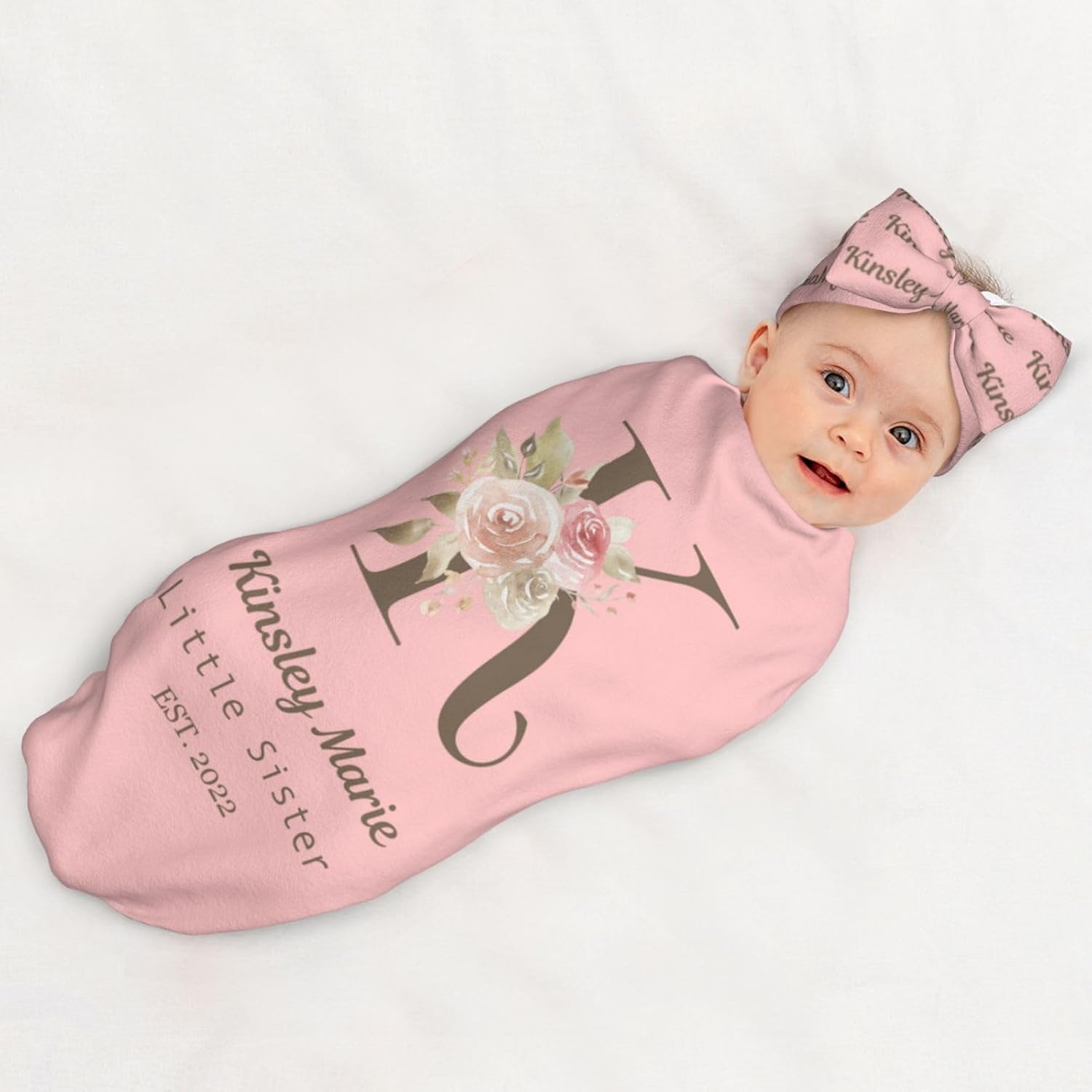 Sweewind Mantas de bebé personalizadas para niña y niño con nombre, manta personalizada para niñas y niños, regalos para envolver al bebé recién