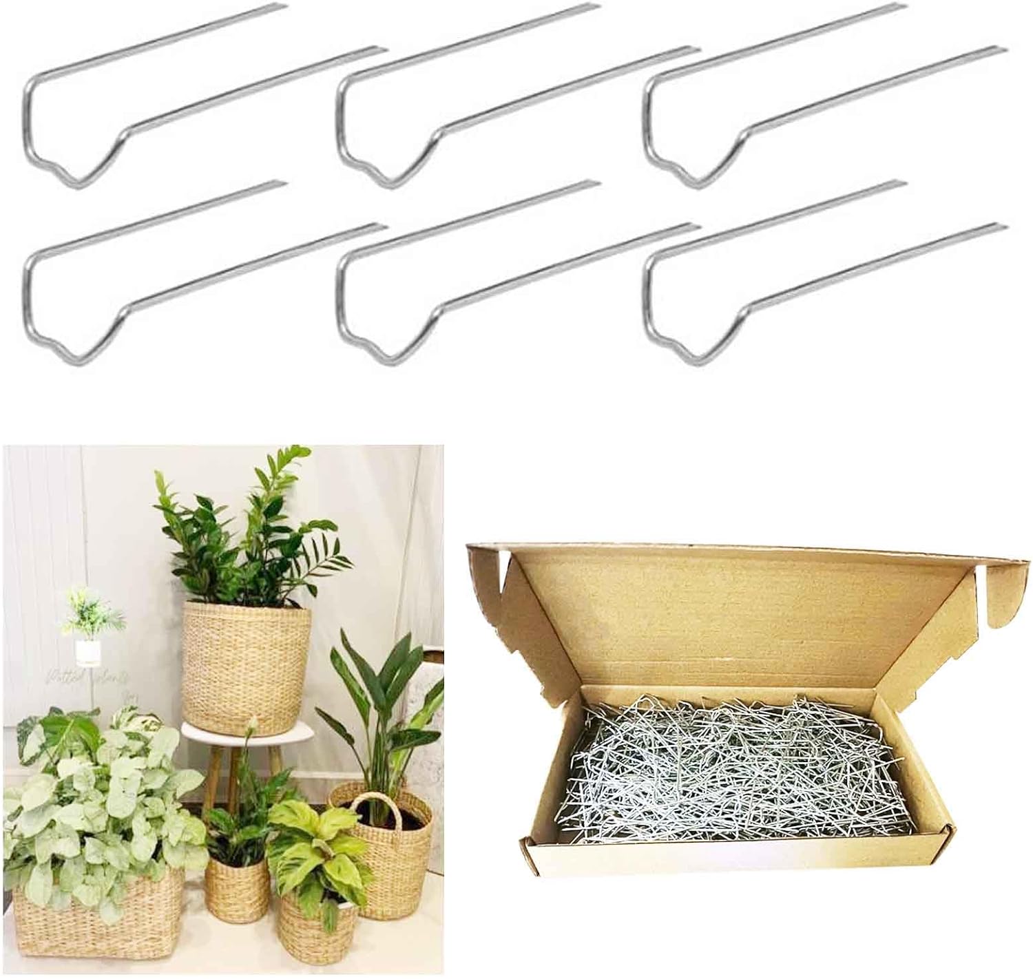 300 alfileres florales en U  1.7 pulgadas en forma de U, alfileres verdes de helecho floral con caja de almacenamiento para espuma de poliestireno,