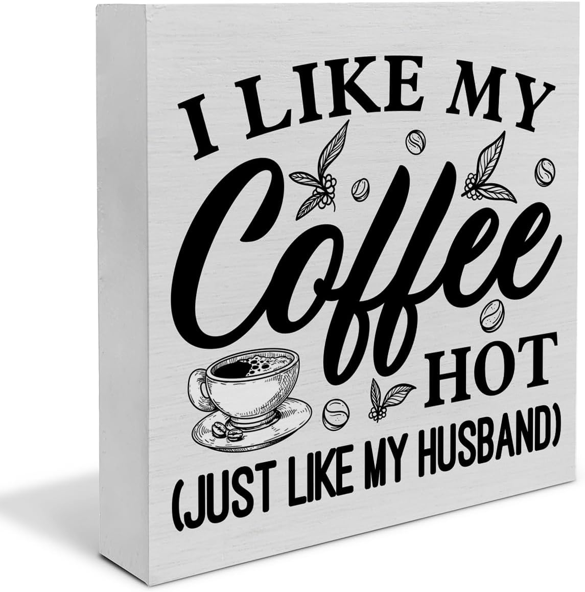 Cartel rústico de madera para amantes del café, decoración de escritorio, con texto en inglés “I Like My Coffee” (I Like My Coffee), letrero de