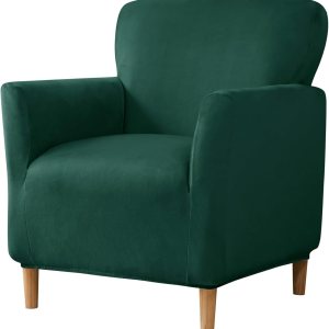 Fundas elásticas para sillón de terciopelo verde con brazos, protector de muebles para sala de estar, dormitorio (verde) Fundas elásticas para sillón de terciopelo verde con brazos, protector de muebles para sala de estar, dormitorio (verde)