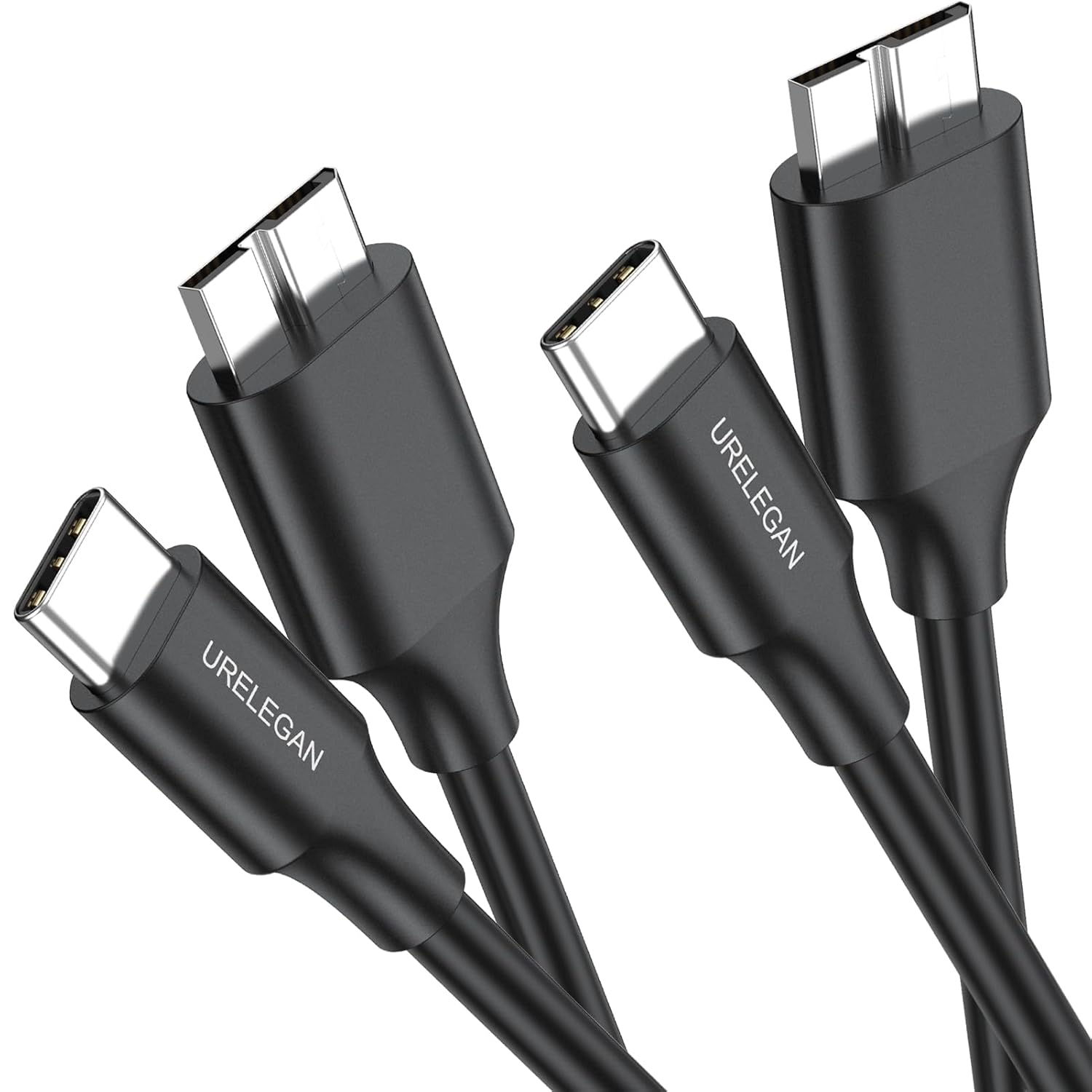 Cable micro B a USB C de 3 pies, paquete de 2 cables USB 3.1 tipo C a micro B para disco duro compatibles con MacBook Pro Air, Galaxy S5 Note 3,