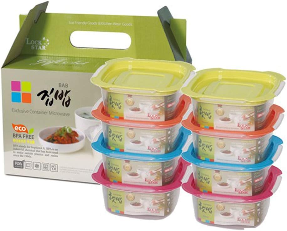 Lock Star Juego de 8 recipientes de alimentos, recipientes para preparación de comidas, contenedores de almacenamiento de alimentos, fiambreras sin
