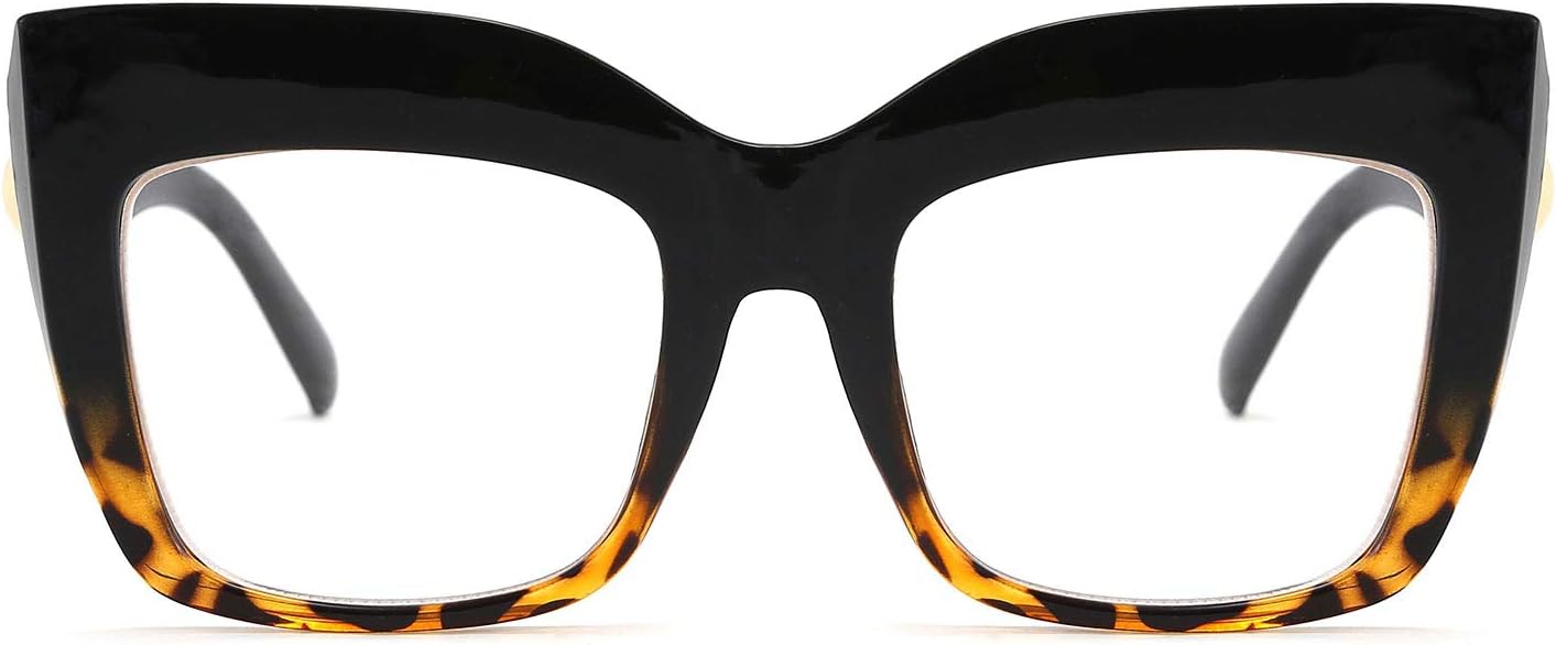 FEISEDY Gafas de lectura cuadradas de gran tamaño con filtro de luz azul para mujer B2627