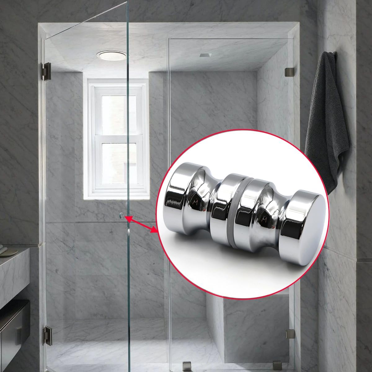 Manija de puerta de cristal, manija de un solo orificio de aleación de aluminio de 2.4 pulgadas, manija cilíndrica sólida para puerta corrediza de
