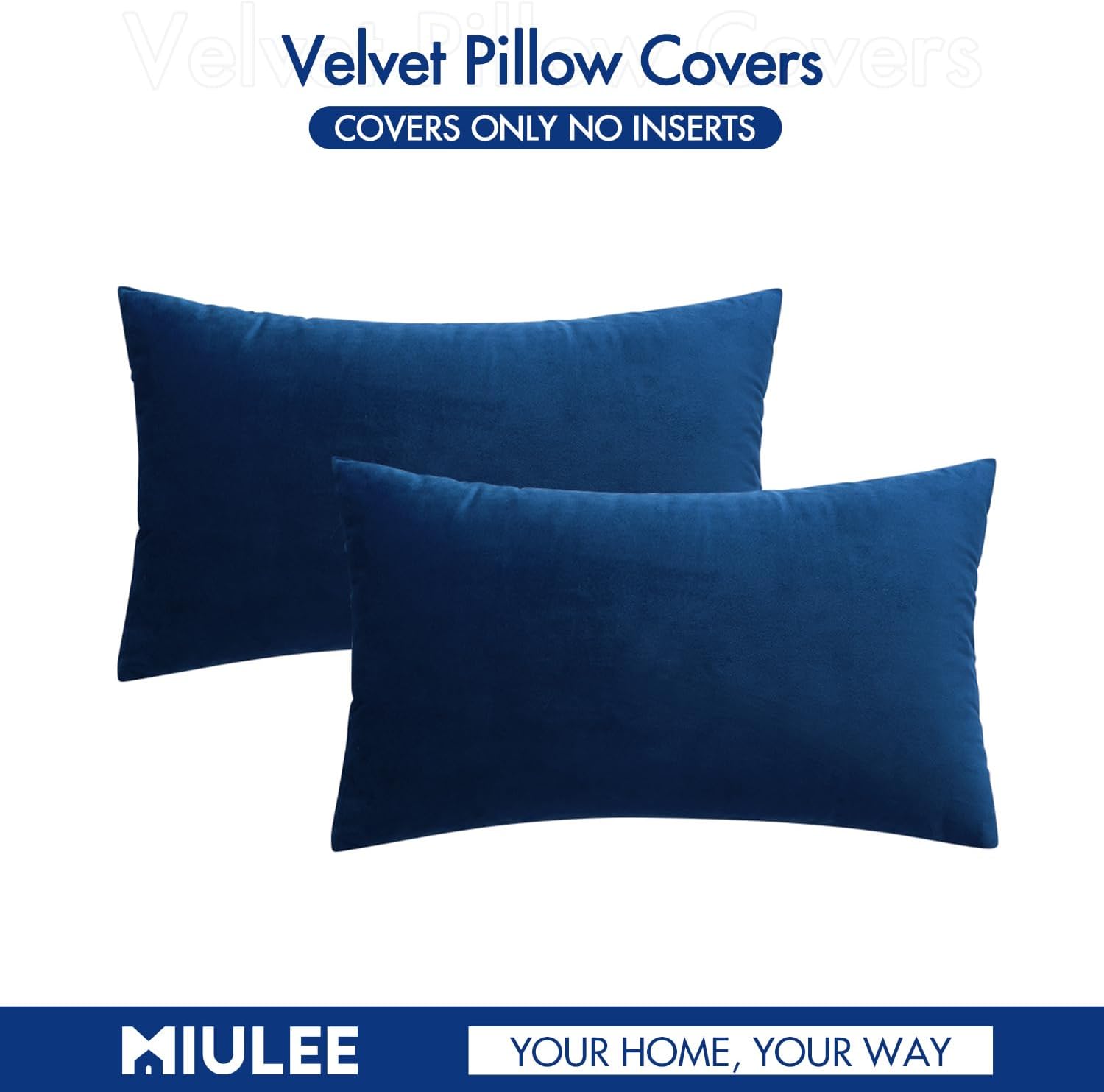 MIULEE Juego de 2 fundas de cojín cuadradas decorativas de terciopelo suave y liso, para primavera, sofá, dormitorio, automóvil, 12 x 20 pulgadas,