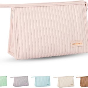 Pequeña bolsa de maquillaje compacta de gran capacidad, lindas bolsas estéticas para cosméticos para viajes, organizador de artículos esenciales de Pequeña bolsa de maquillaje compacta de gran capacidad, lindas bolsas estéticas para cosméticos para viajes, organizador de artículos esenciales de