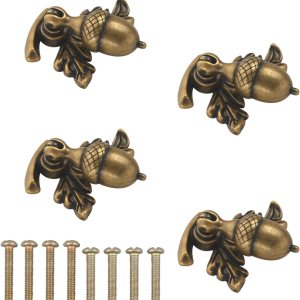 4 pomos de bellota antiguos con colgante de gota con pedestal de hojas, manijas de armario, manijas de tocador, pomos de cajón vintage para 4 pomos de bellota antiguos con colgante de gota con pedestal de hojas, manijas de armario, manijas de tocador, pomos de cajón vintage para