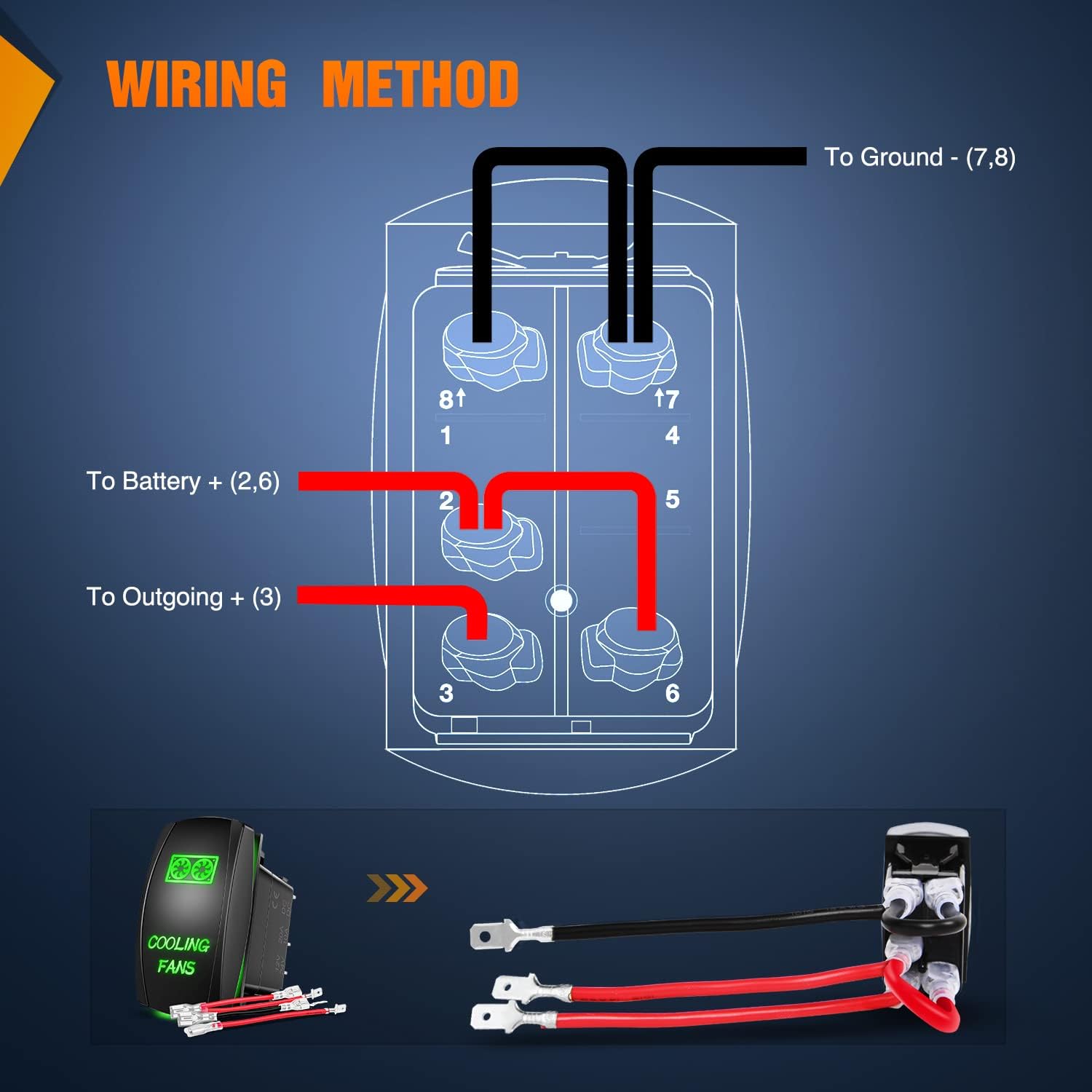Nilight Ventiladores de refrigeración, interruptor basculante, interruptor de barra de luz LED, interruptor láser de 5 pines de encendido y apagado