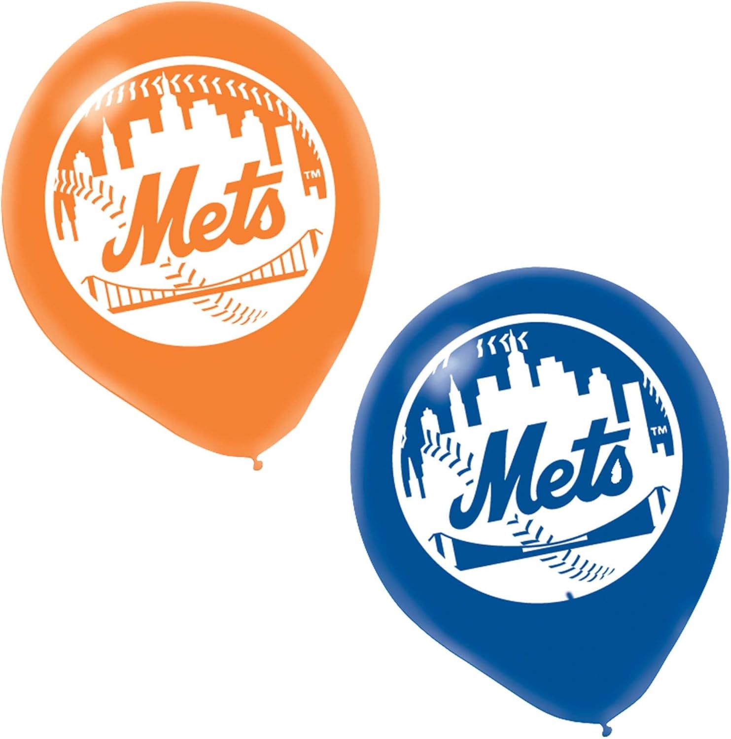 New York Mets – Globos de látex, naranja, azul, paquete de 6 unidades de 12 pulgadas