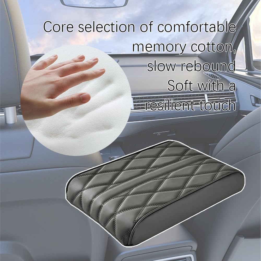 Jsorum Almohadilla de cuero para reposabrazos de automóvil, funda de cuero de espuma viscoelástica, funda de cuero sintético para reposabrazos de