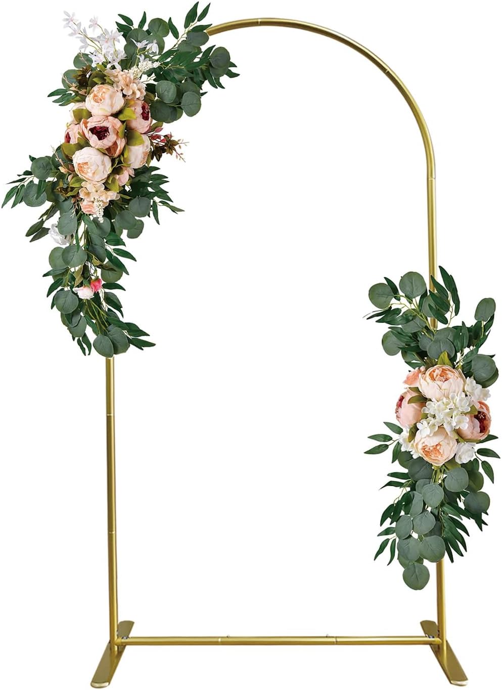 Soporte de telón de fondo de arco de boda de 7.2 pies, soporte de telón de fondo arqueado de globo de boda dorado marco de arco cuadrado para fiesta