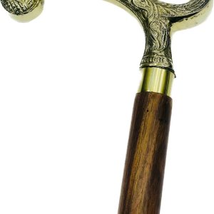 Wave Nautical – Bastón de madera de diseño vintage sólido, estilo antiguo, plegable, 36 pulgadas con mango de latón para hombres y mujeres Wave Nautical – Bastón de madera de diseño vintage sólido, estilo antiguo, plegable, 36 pulgadas con mango de latón para hombres y mujeres