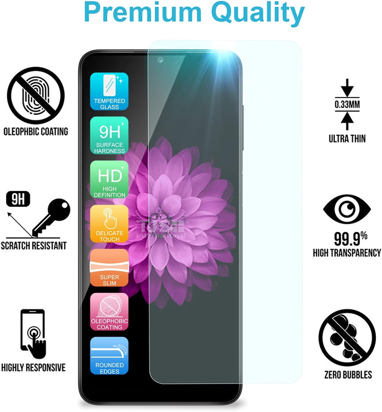 TJS Funda compatible con Samsung Galaxy A12, con protector de pantalla de vidrio templado, anillo de metal, soporte magnético, tono brillante,