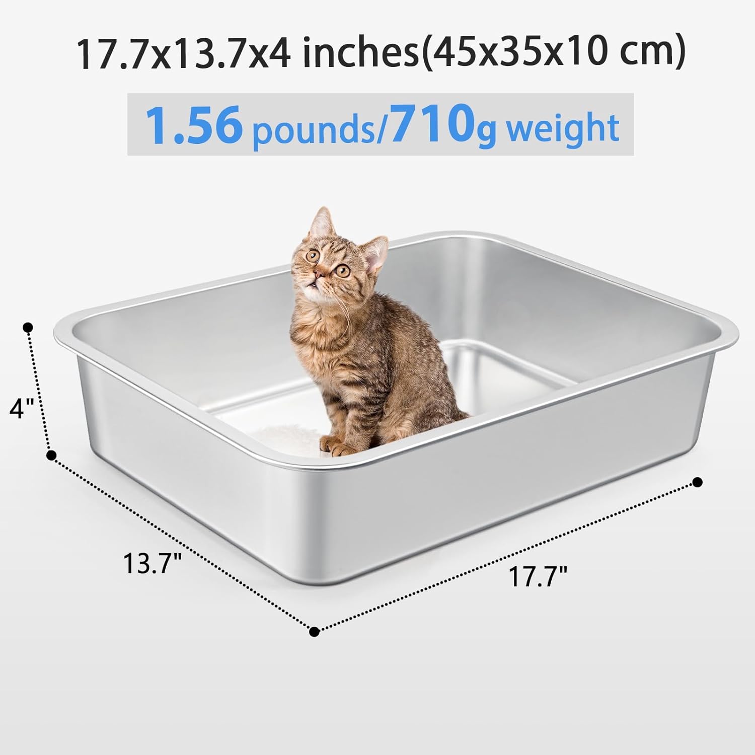 Caja de arena de viaje para gatos, caja de arena ligera y fina de acero inoxidable para jaula de gatos, corral de juegos, perrera de gatos, jaula,